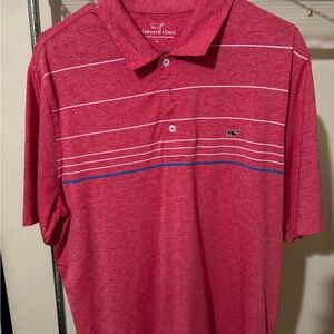 Vineyard Vines Men's Polo in Red with Stripes